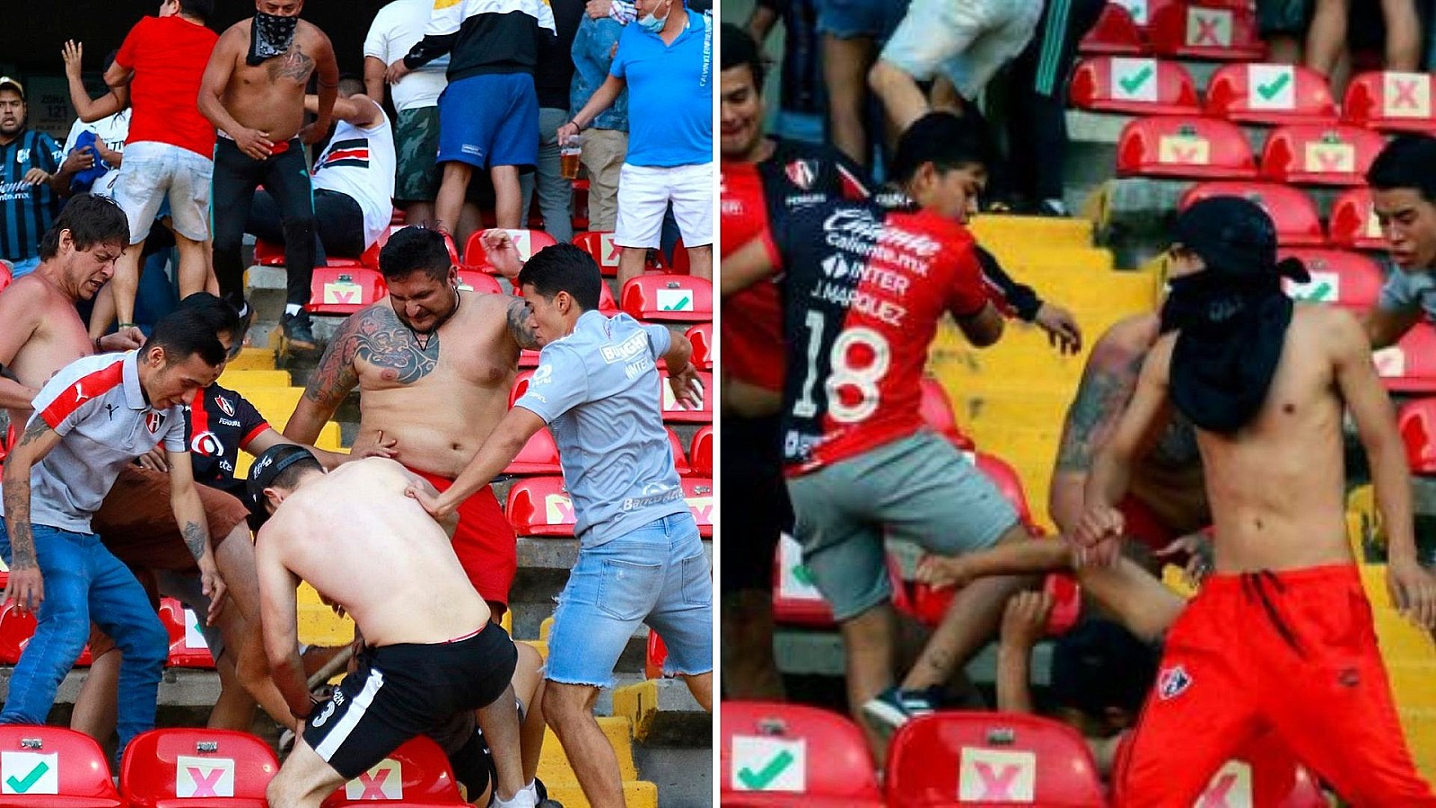 Pelea entre barras de fútbol en México | Fotomontaje: ADN America